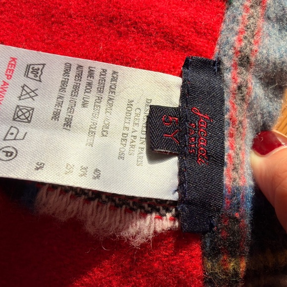 Jacadi Vibrant Plaid Skirt with Red Fringe - Picture 4 of 5